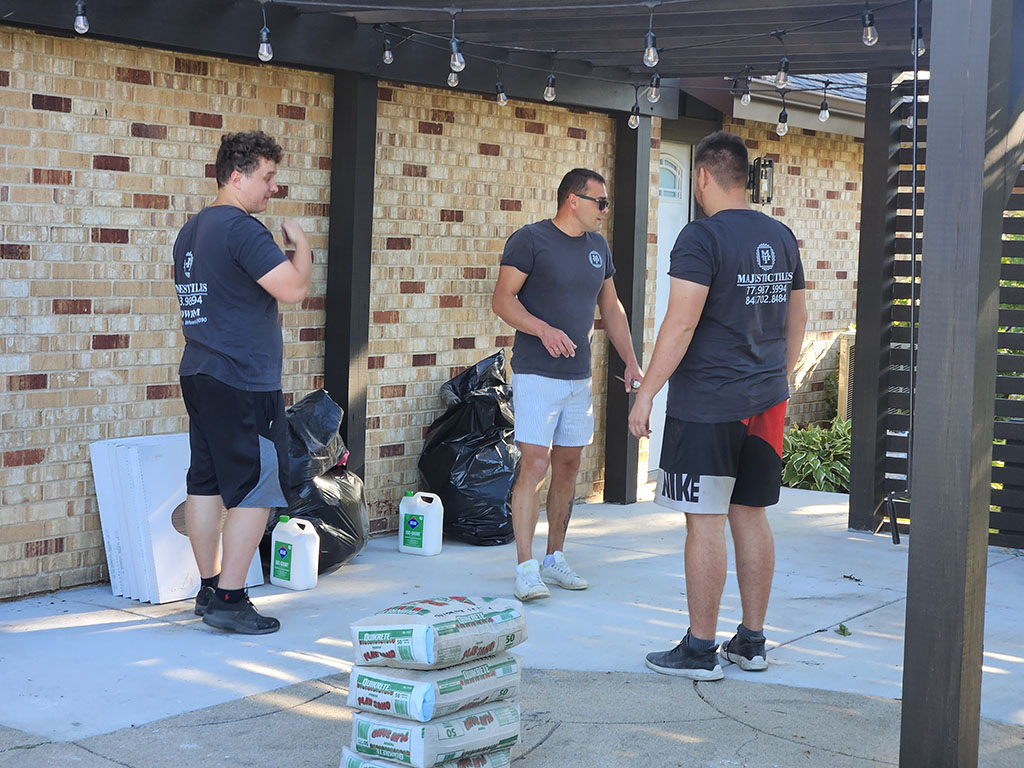 majestic tiles people working on patio remodeling